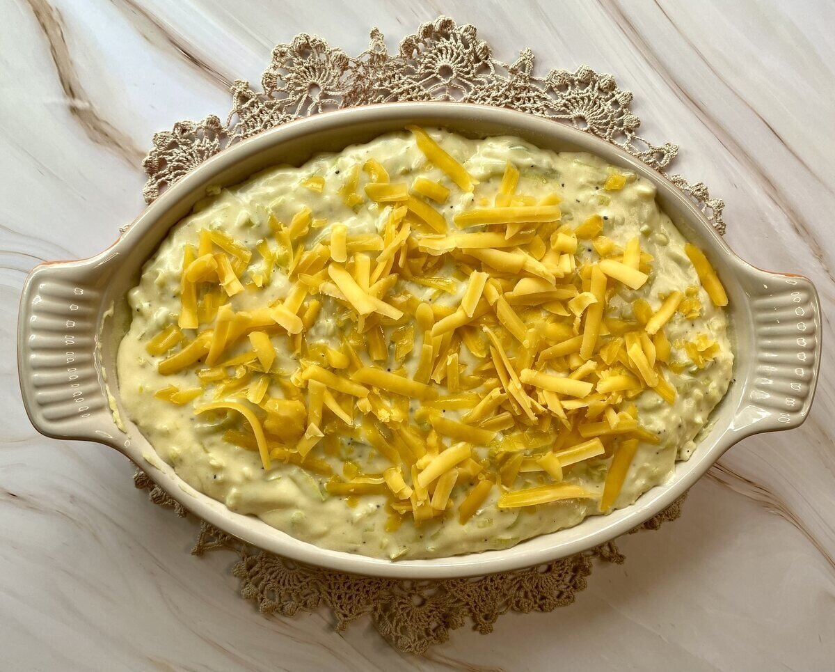 Dish of anglesey eggs before baking.