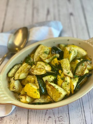 feature photo for air fryer zucchini and squash.