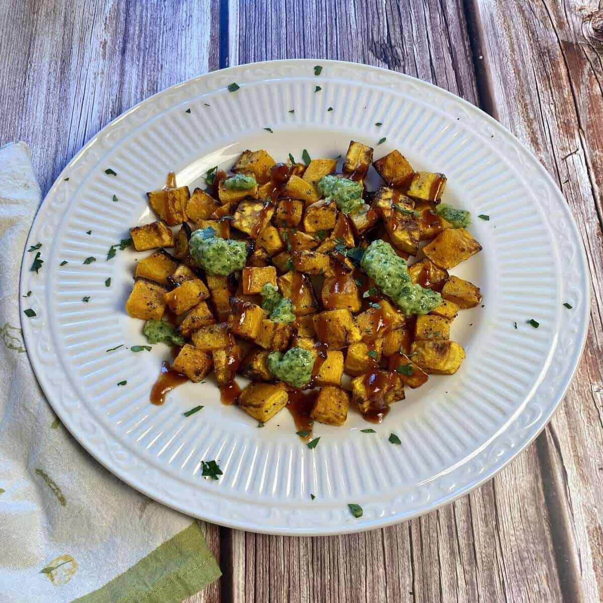 Air Fryer Butternut Squash (with two sauces!)
