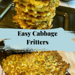 pinterest coverpage for easy cabbage fritters.