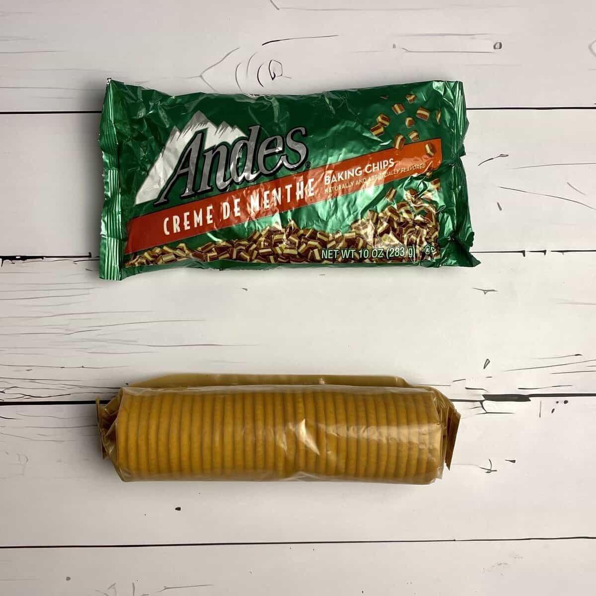 Ingredients to make ritz thin mints.