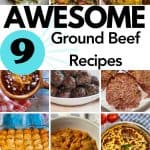 Pinterest coverpage for 9 awesome ground beef recipes.