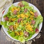 Featured photo for grilled melon and prosciutto salad.