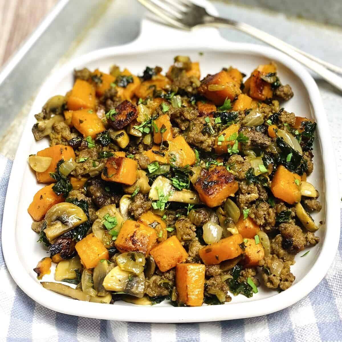 Ground Beef Sweet Potato Hash - The Measured Scoop