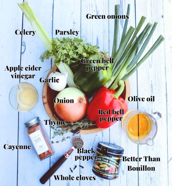 All the ingredients needed to make haitian epis sauce.